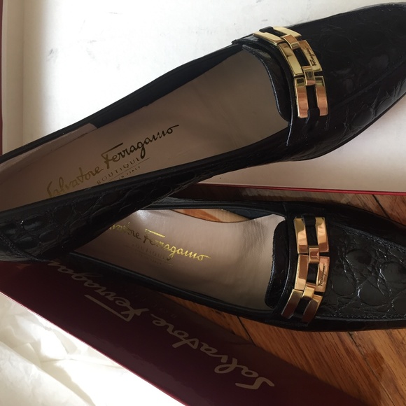 Salvatore Ferragamo Shoes - Salvatore Ferragamo Decisiva Black Croc Loafers